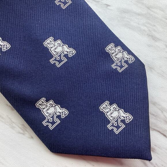 Yale University Men’s Rep Tie, Navy 100% Silk, Handsome Dan Bulldog, Yalie, Elis - Picture 1 of 7